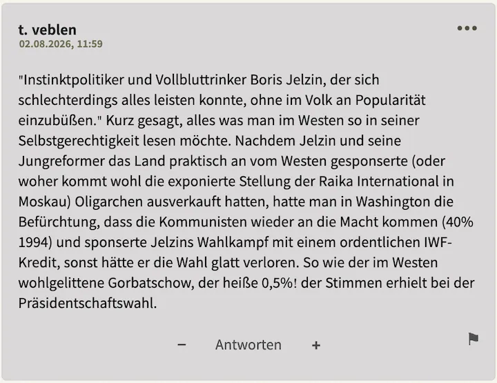 Bester Kommentar vom 2. August