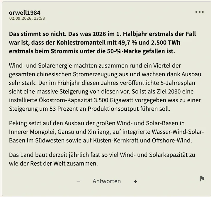 Bester Kommentar vom 02. September