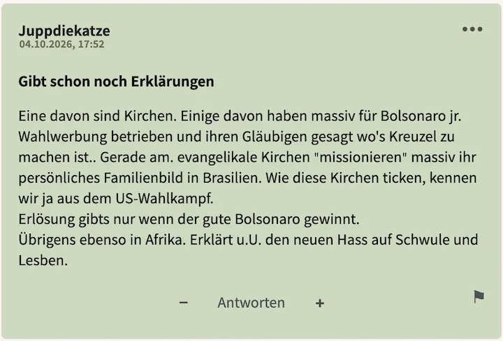 Juppdiekatze Kommentar vom 04. Oktober