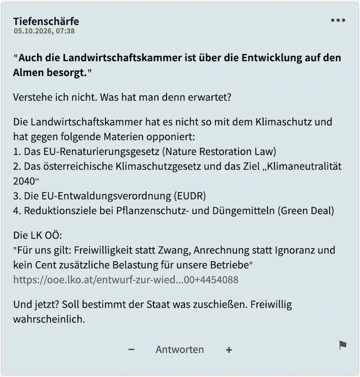 Tiefenschärfe Kommentar vom 05. Oktober