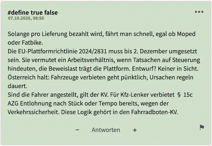 #define true false Kommentar vom 07. Oktober