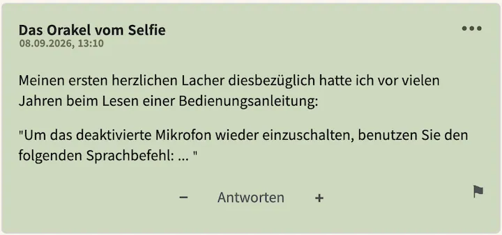 Das Orakel vom Selfie Bester Kommentar vom 08. September