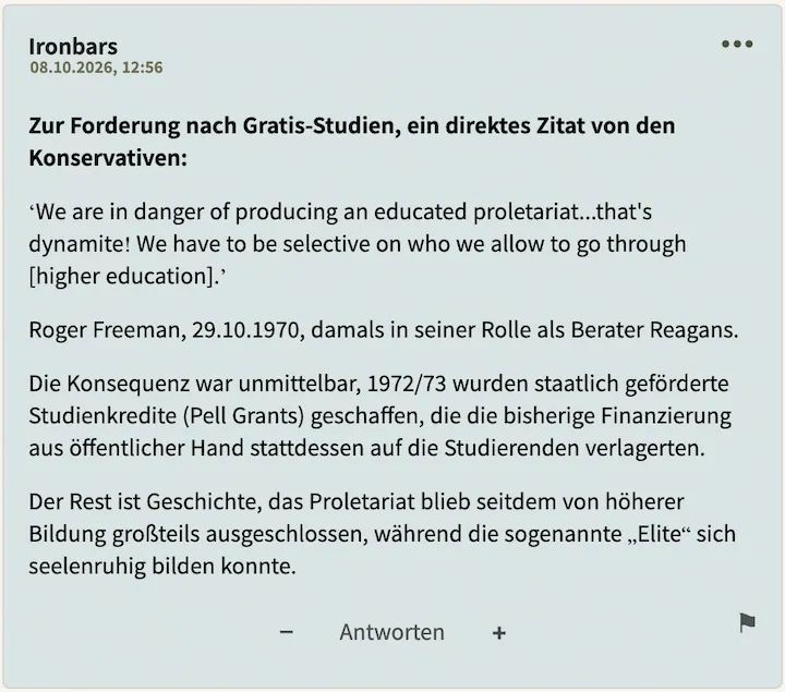 Ironbars Kommentar vom 08. Oktober