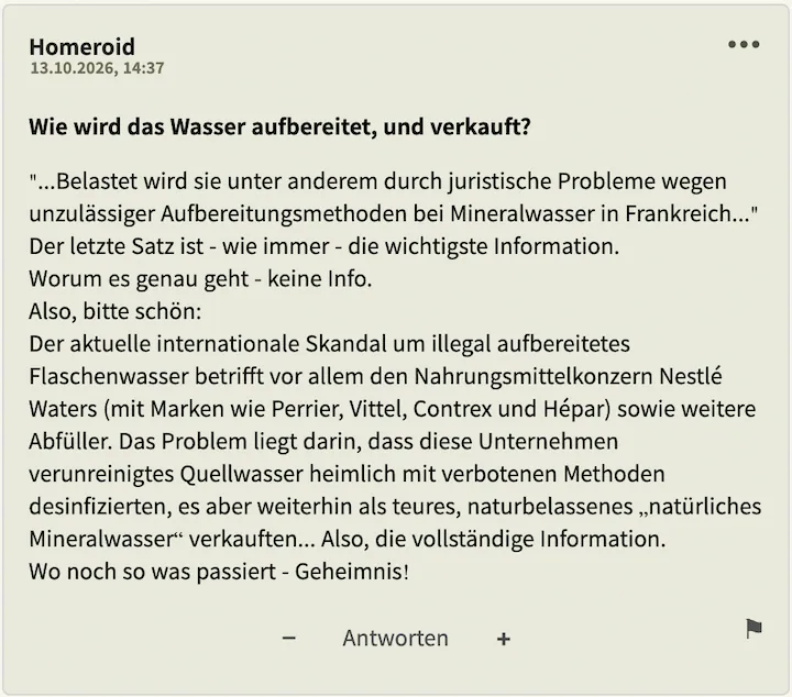 Homeroid Kommentar vom 13. Oktober