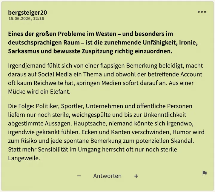 Bester Kommentar vom 15. Juni