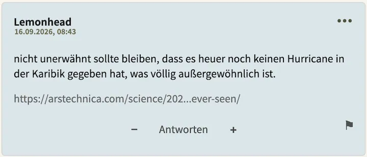 Lemonhead Bester Kommentar vom 16. September