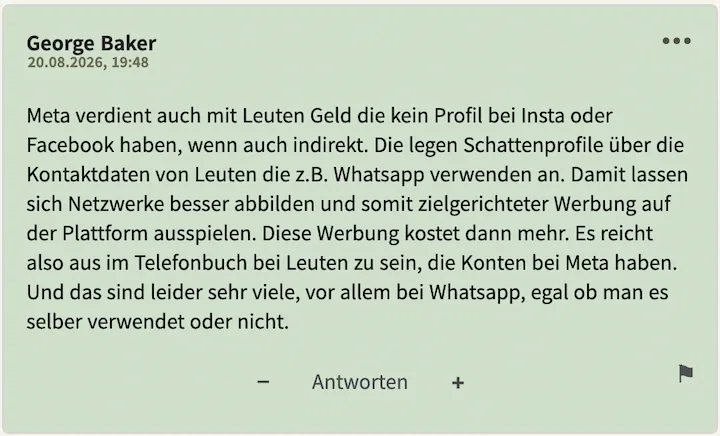 Bester Kommentar vom 20. August