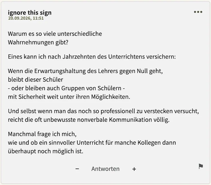ignore this sign Bester Kommentar vom 20. September