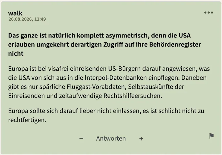 Bester Kommentar vom 26. August