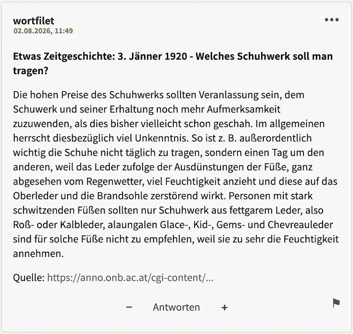 Postingperle Nr. 2 vom 2. August