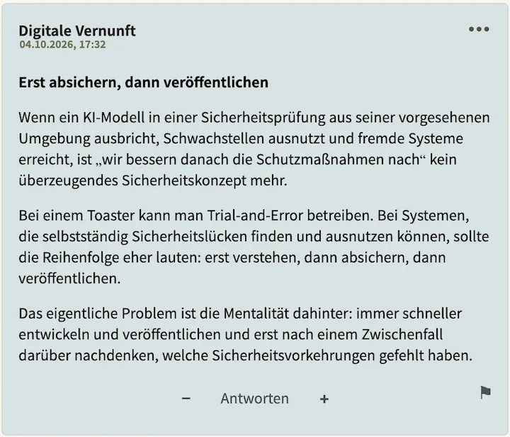 Digitale Vernunft Postingperle Nr. 2 vom 04. Oktober