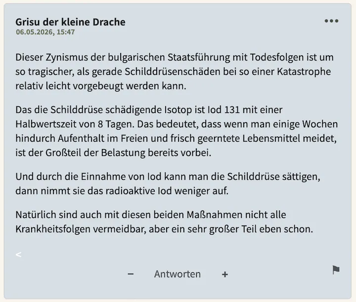 Noch ein bester Kommentar vom 6. Mai