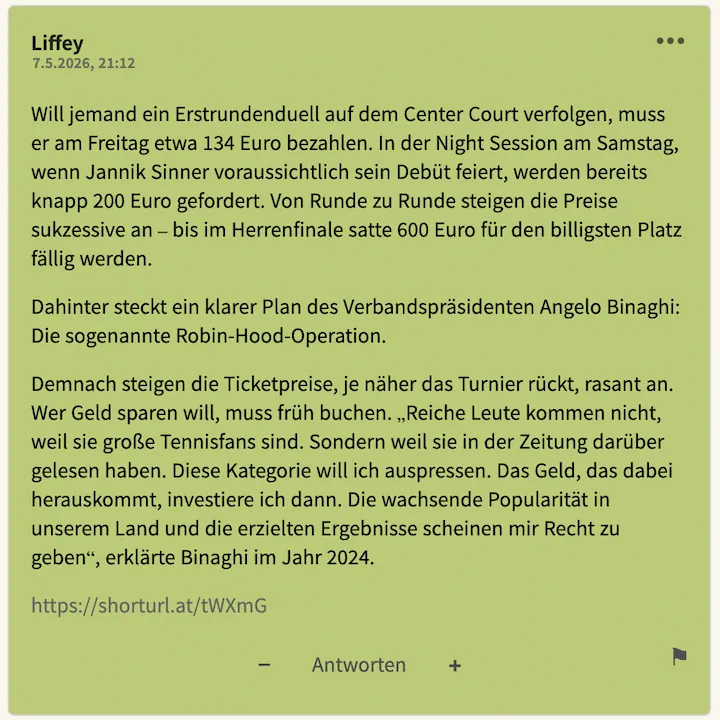 Noch ein bester Kommentar vom 7. Mai