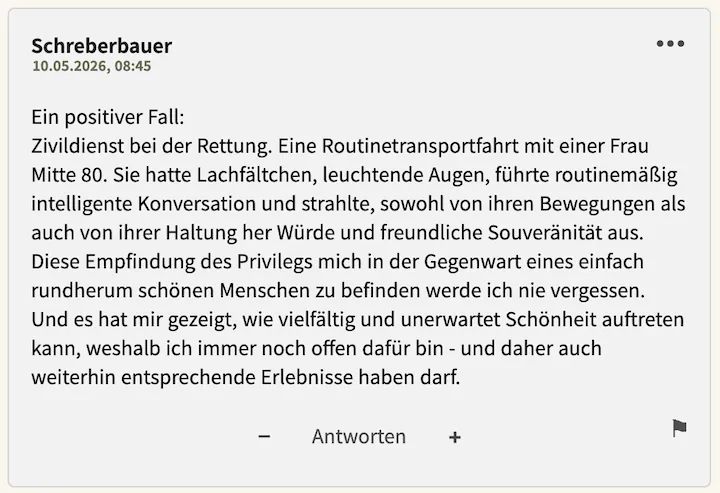 Noch ein bester Kommentar vom 10. Mai