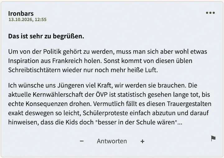 Ironbars Postingperle Nr. 2 vom 13. Oktober