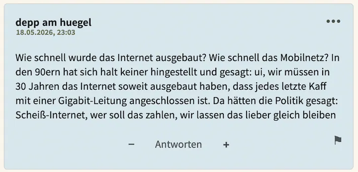 Noch ein bester Kommentar vom 18. Mai