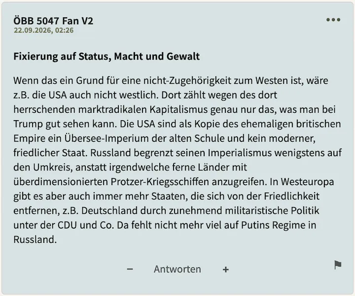 ÖBB 5047 Fan V2 Postingperle Nr. 2 vom 22. September