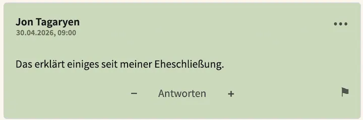 Noch ein bester Kommentar vom 30. April