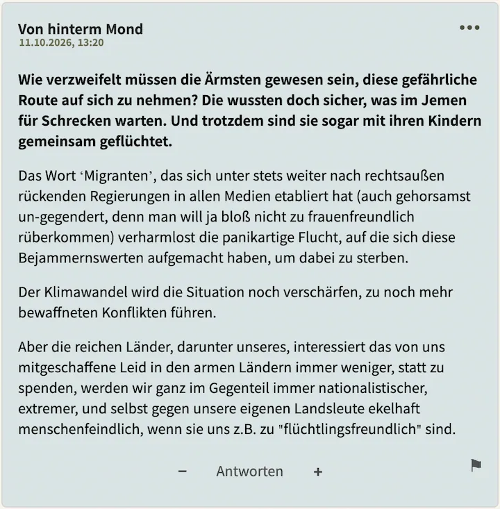 Von hinterm Mond Postingperle Nr. 2 vom 11. Oktober